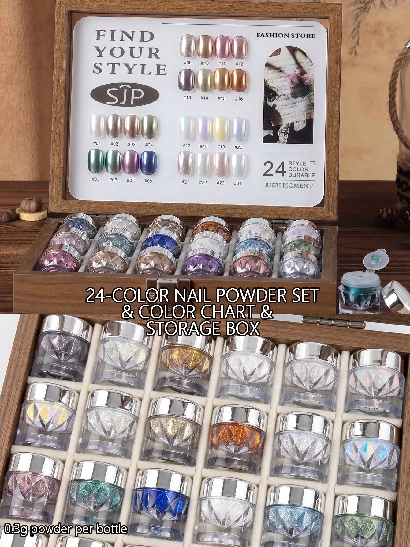 24-color Aurora Chrome Pink Nail Art High-end Magic Mirror Storage Qme 01