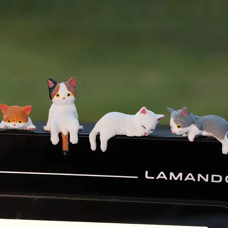 Cute Mini Cartoon Car Cat Ornaments Screen Edge Decoration Micro Qme