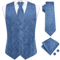Mens Suit Vest Tie Hanky Cufflinks Rose Teal Pink Coral Blue Red Qme MJTZ3556 L