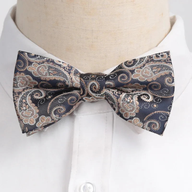Classic Black Men Bow Ties Fashion Polyester Bowtie Woven Dot Checked Stripped Butterfly Wedding Dress Mens Formal Dog Butterfly Qme A36