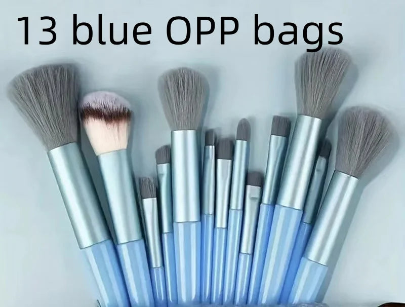 13pcs Professional Makeup Brush Set Soft Fluffy Cosmetic Brushes for Foundation Powder Eyeshadow Blending Beauty Tools Qme 13pcs blue opp