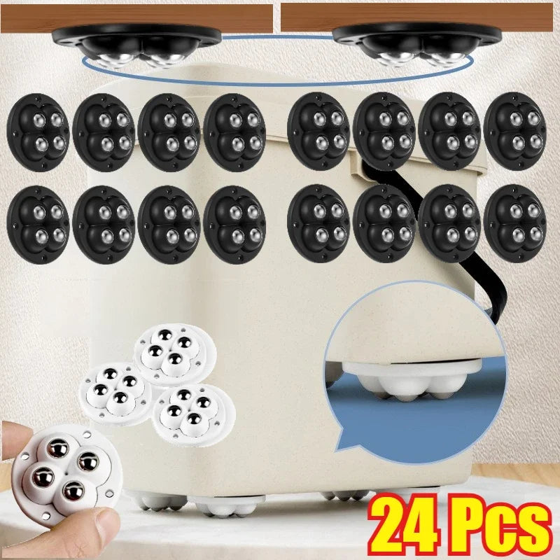 24Pack Self-Adhesive Mini Swivel Casters, 360° Rotatable Universal Wheels, Heavy-Duty Double Ball Bearings for Kitchen Applianc Qme