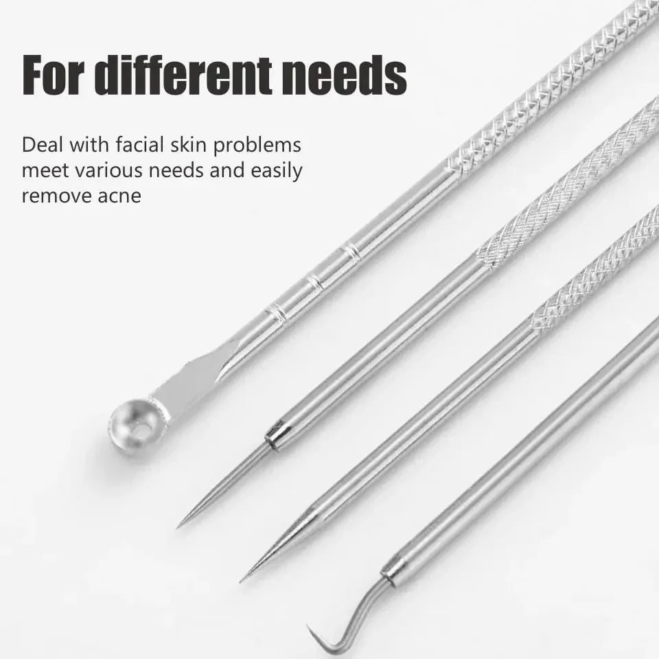 4PCS Blackhead Remover Acne Needle Tools Set Face Cleaning Black Dots Pimple Comedone Extractor Pore Cleaner Skin Care Products Qme