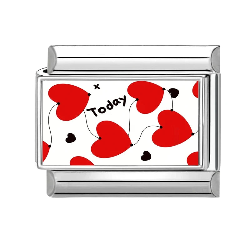 Wholesale Beautiful Flower Black Cat Red Heart Italian Charm Link Fit