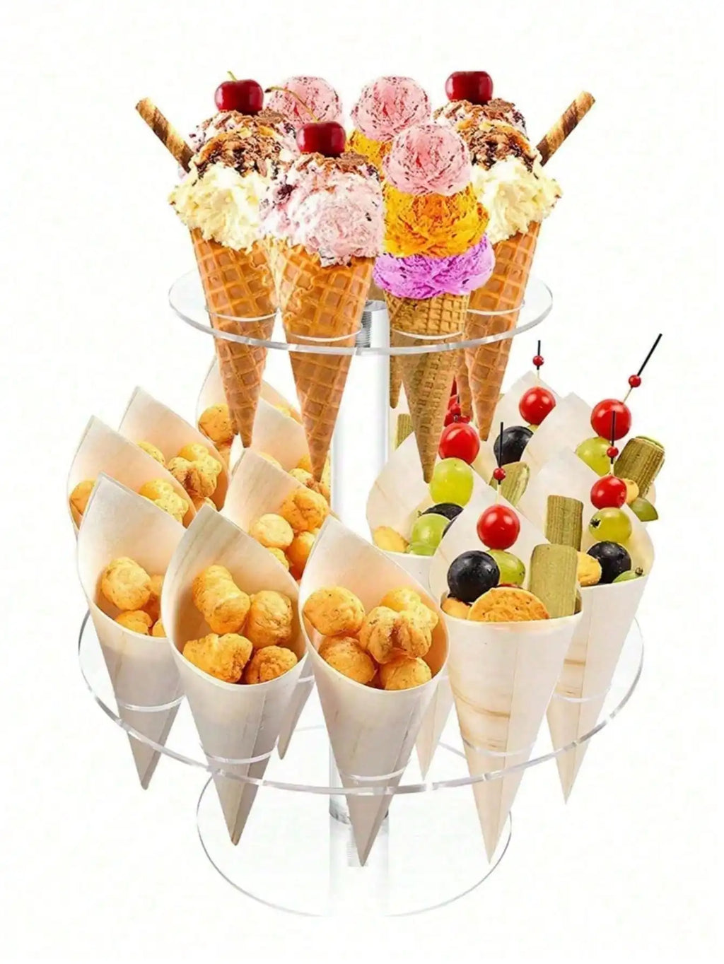 16 Hole Acrylic Transparent Ice Cream Rack Cone Display Cake Popcorn Qme