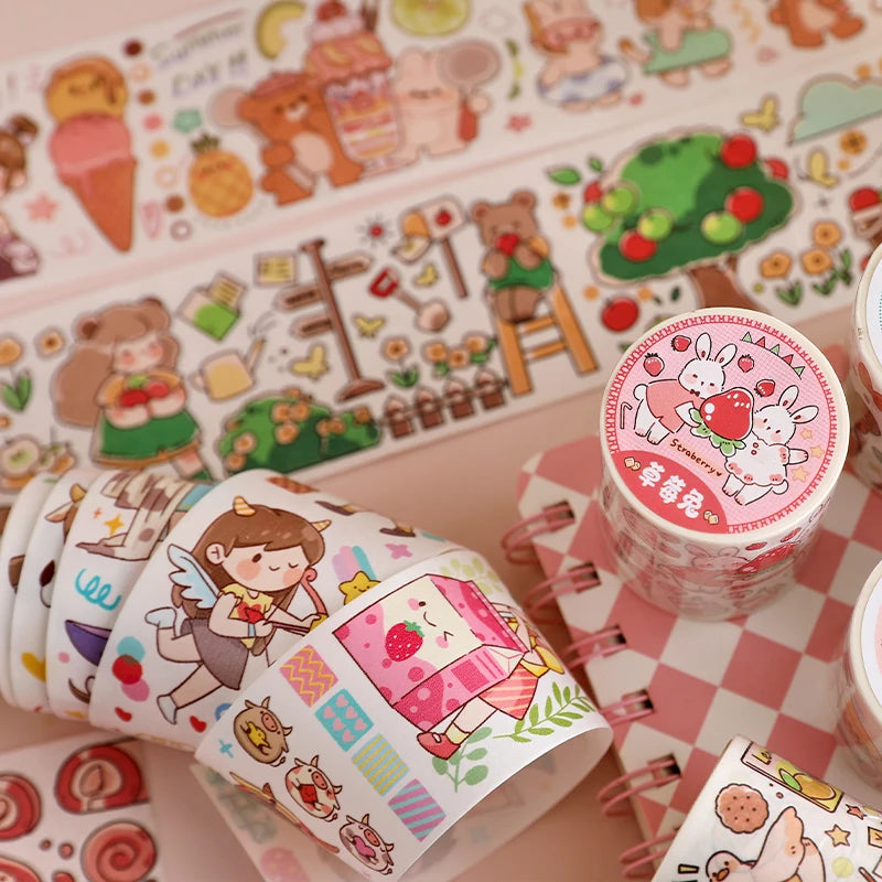 3m/Roll Cartoon Graffiti Life scene Making Tape School Scrapbooking Stickers DIY Aesthetic Decor Handbook Japanese Stationery Qme