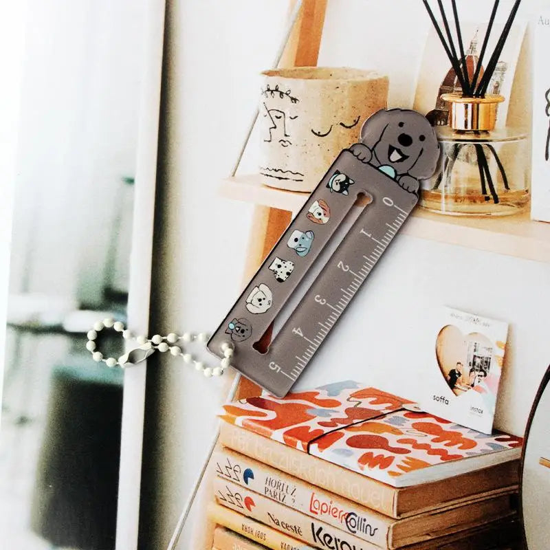 Cute Cartoon Animal Cat Dog Ruler Mini Portable Stationery Pendant Qme A4
