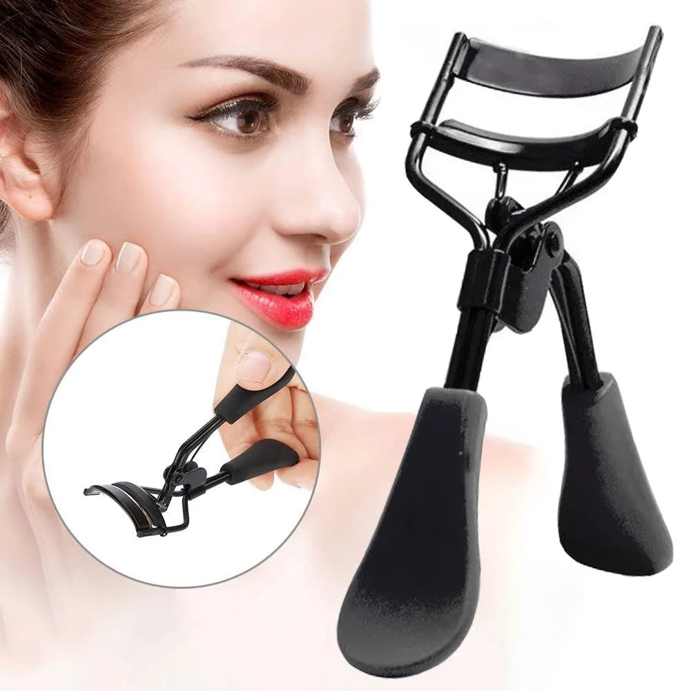 1 Portable Eyelash Curler Silicone Pad Stainless Steel Lashes Create Qme