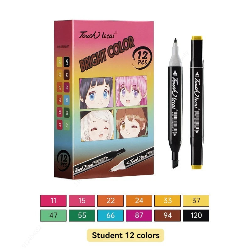 Alcohol Markers, Dual Brush Tip Permanent Art Markers, Coloring Marker, for Book Painting Card Making, Christmas gift Qme bright colors