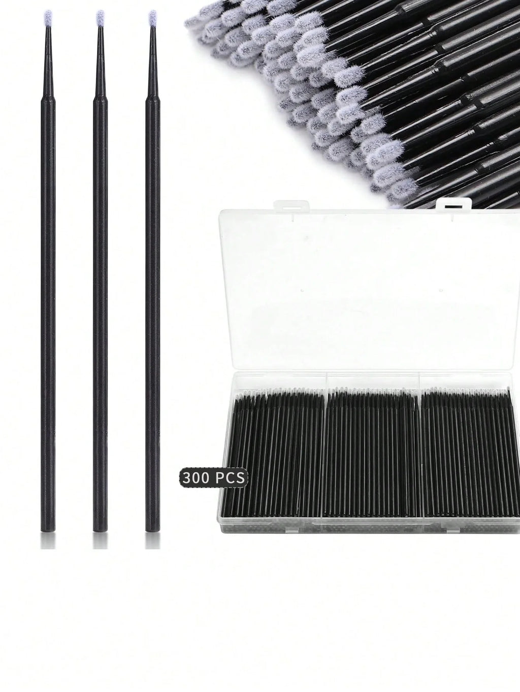 Disposable Micro Brush Makeup Storage Box Applicator Microfiber Stick Qme black