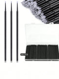 Disposable Micro Brush Makeup Storage Box Applicator Microfiber Stick Qme black