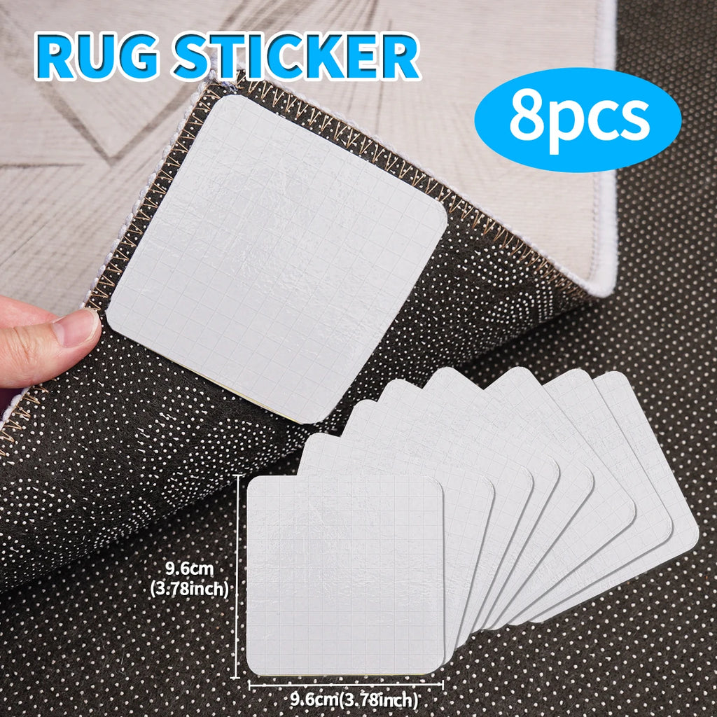 4/8Pcs Non-Slip Rug Gripper Tape Washable Carpet Pad for Hardwood Floors Reusable Fixed Sticker for Bathroom Qme 8pcs