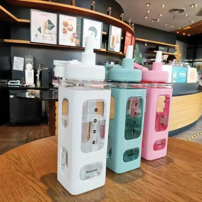 700 Outdoor Water Bottle Straw Clear Scale Sport Plastic Portable Qme