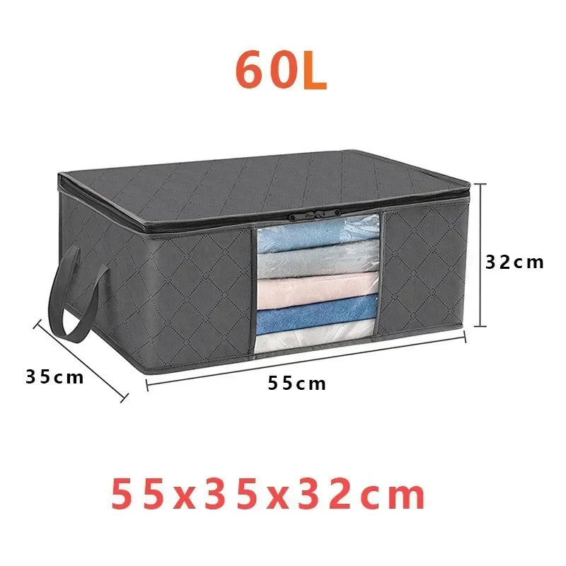 Closet Organizers and Storages Clothes Storage Bag Blanket Storage Foldable Storages Bin Sturdy Sewn By 3 Layers Fabrics Qme 1PCS-60L