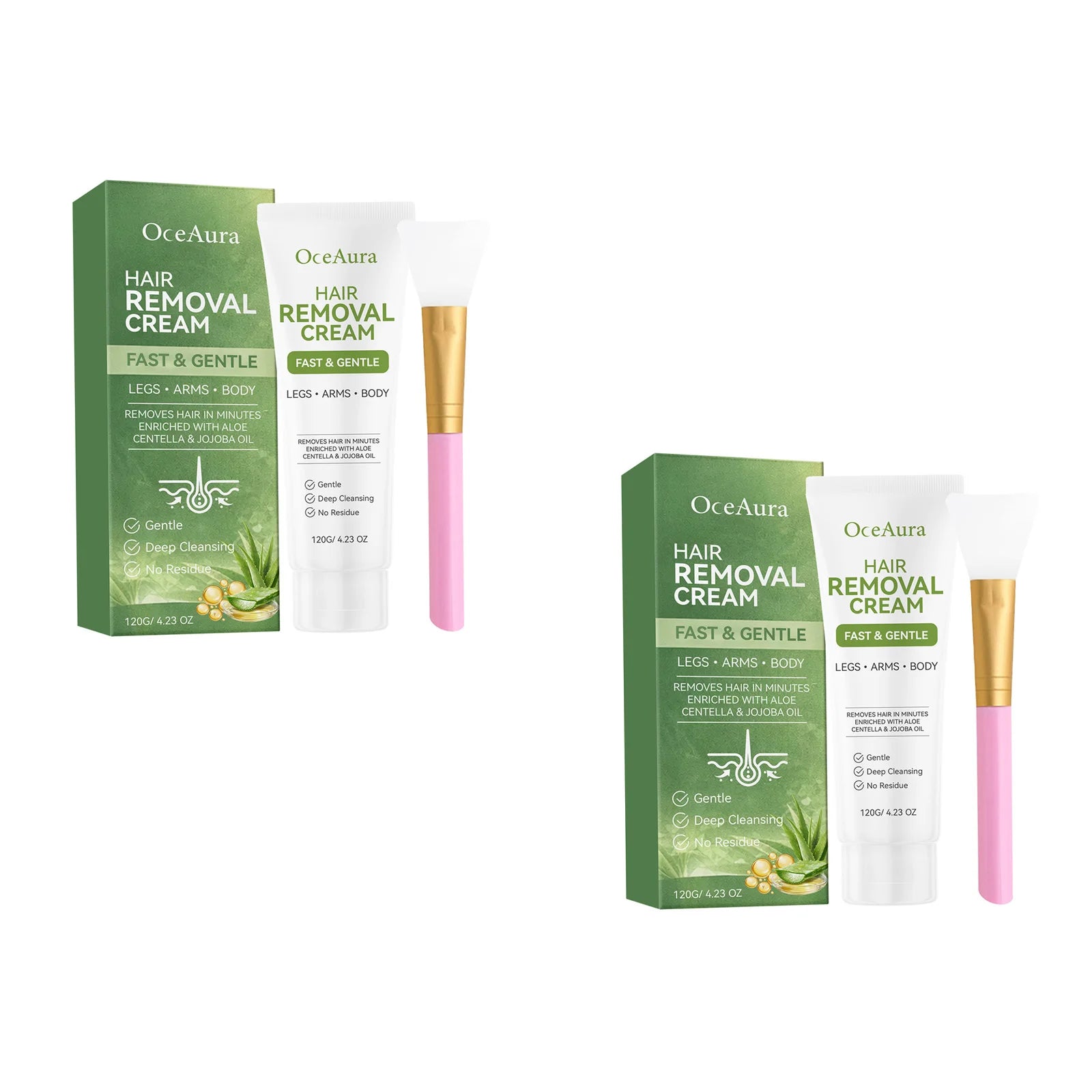 OceAura Aloe Body Hair Removal Cream for Underarm Leg Arm Inhibits Body Hair Growth Painless Fast Hair Removal Depilatory Cream Qme 2 X 120g Boxed