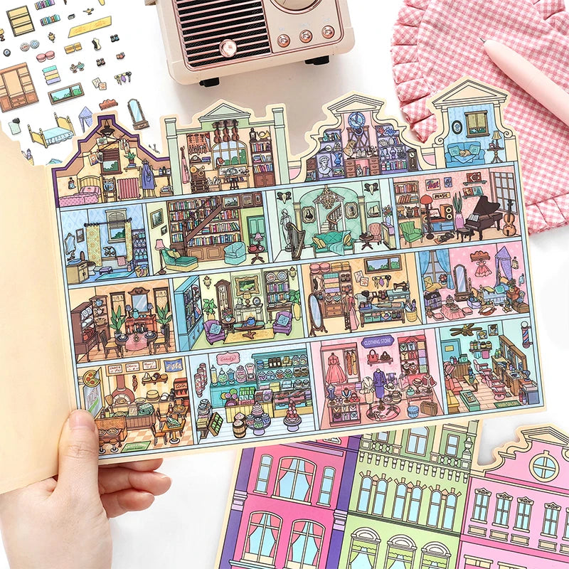 European Style Miniature Room Building Stickers, Versatile for Collage & Decoration, Exquisite Details, Art Collection Qme