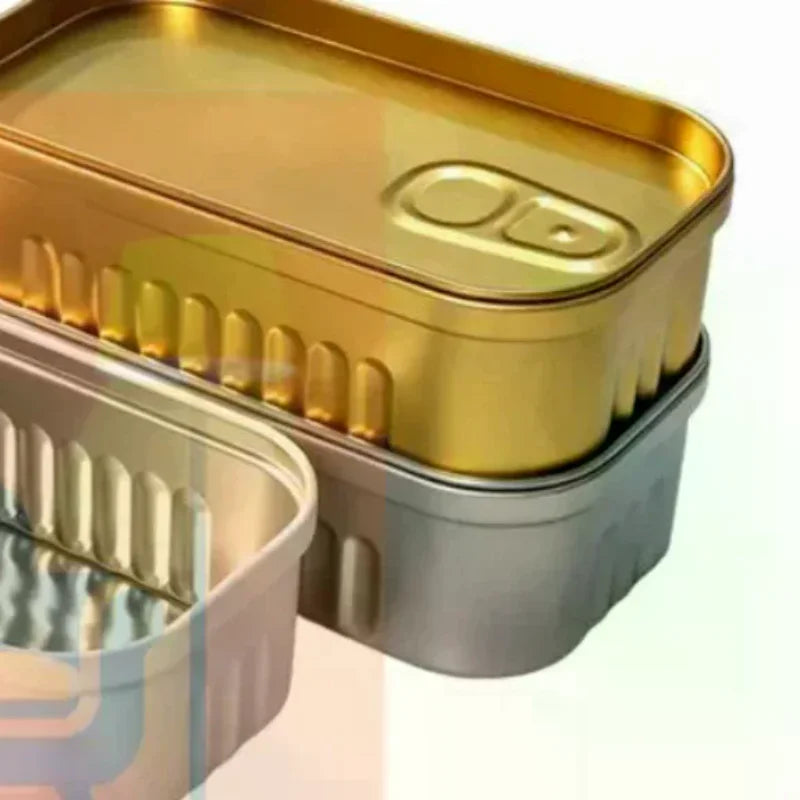 1PCS Sardine Can Shaped Storage Tin Box Portable Tinplate Material Sealed Jar With Lid For Storing Small Items Household Goods Qme