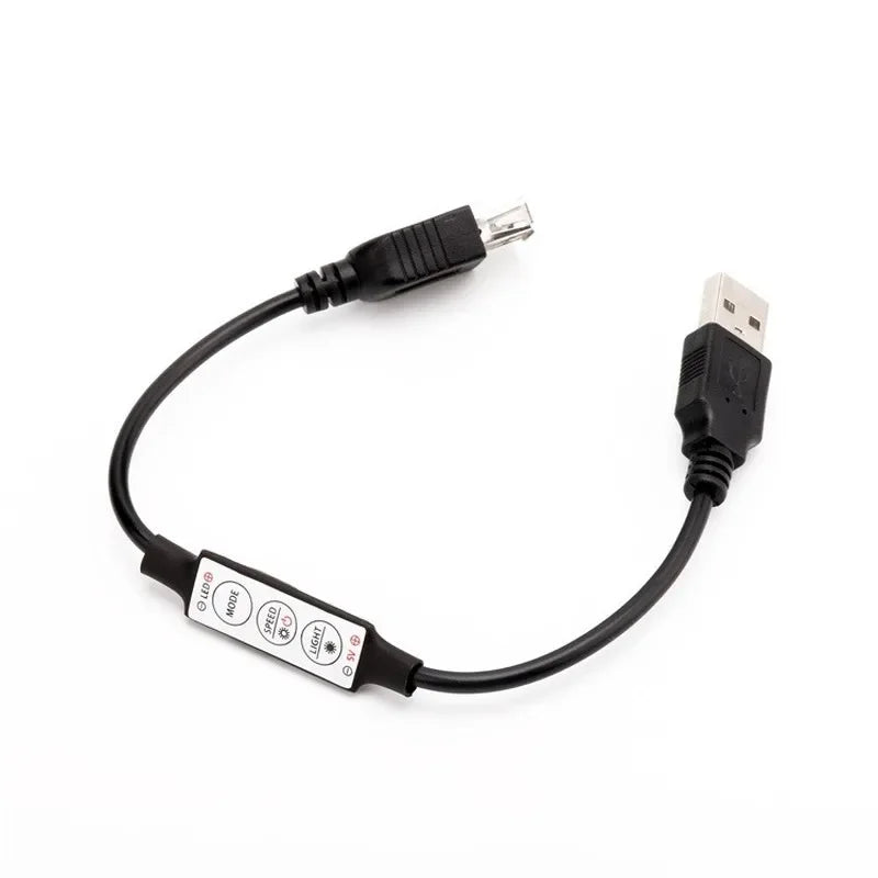 Input and Output USB Connector 5V Mini Monochromatic Led Light with 3 Button Dimmer Strobe Controller Qme