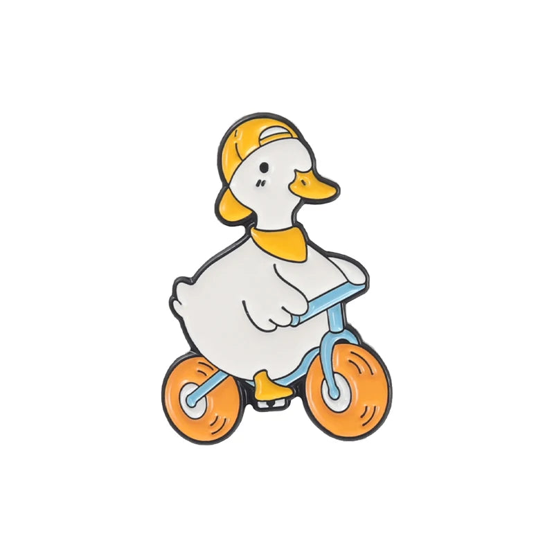 Cute Animal Enamel Pins Duck Goose Brooches Bicycle Doctor Metal Badges Lapel Clothes Funny Kids Friend Jewelry Gifts Wholesale Qme style 5