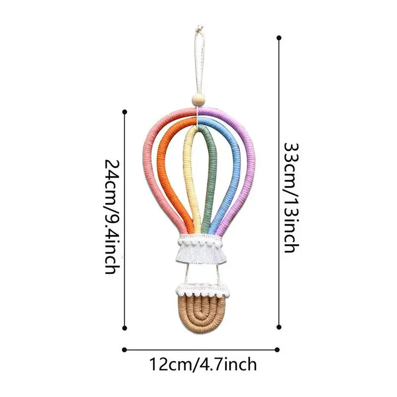 Rainbow Wall Pendant Air Balloon Hanging Tassels Woven Handmade Boho Qme