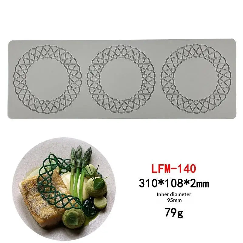 Garland Leaves Design Circle Texture Sugar Craft Silicone Pad Dessert Qme A10