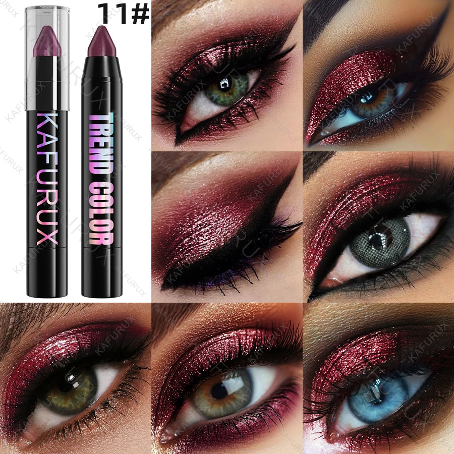 Metallic Glitter Eyeshadow Pencil Waterproof Pearlescent Nude Eye Qme 11