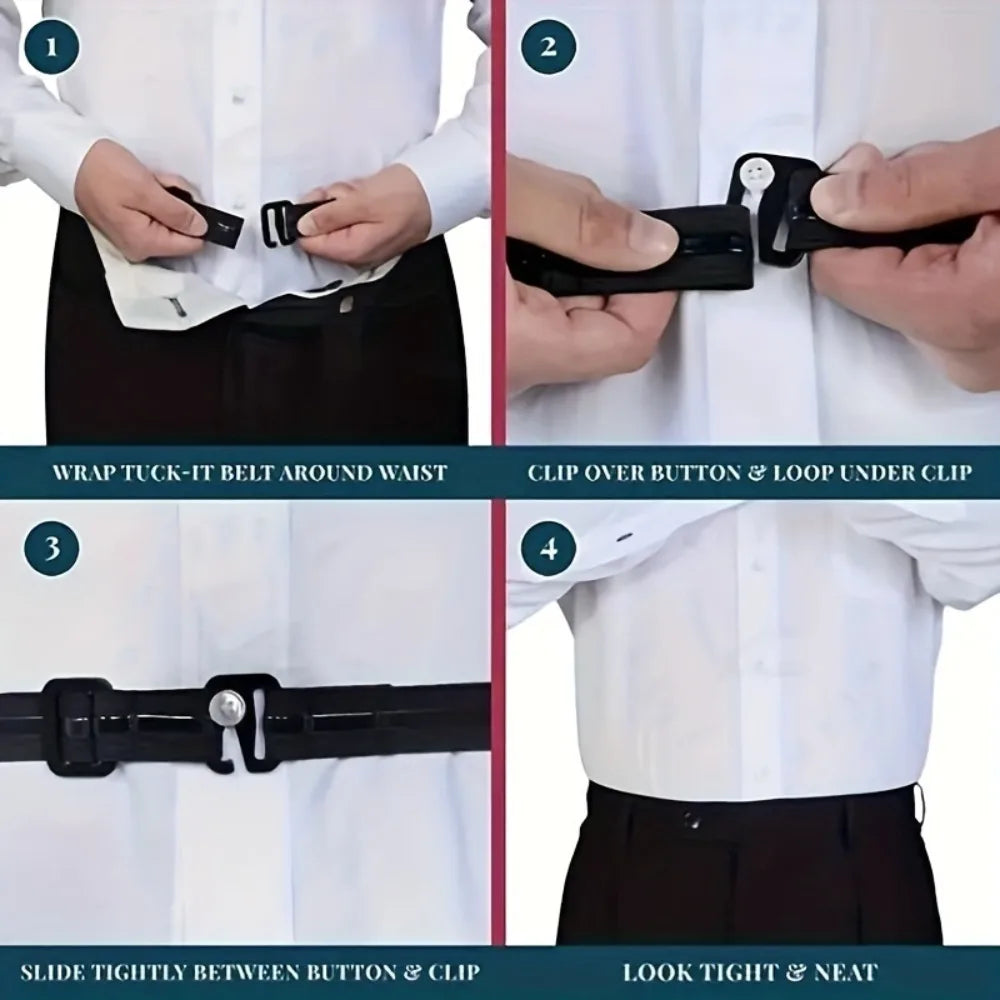 Men's Elastic Shirt Fixed, Stretchable and Adjustable Waistband, Flexible and Comfortable, Silicone Contacts Qme