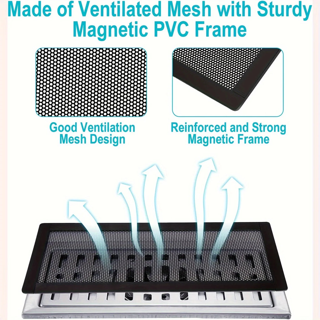 4-Piece Household Magnetic Vent Cover - 4x10 PVC Mesh, Dust and Clutter Resistant, Pest Control, for Ceiling and Floor Vents Qme