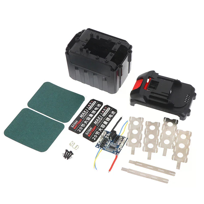 20 X18650 For 60A 21V Li Battery Case BMS Balance Charging PCB Circuit Board LED Indicator BL1860 BL1830 Li-ion Cell Pack Qme