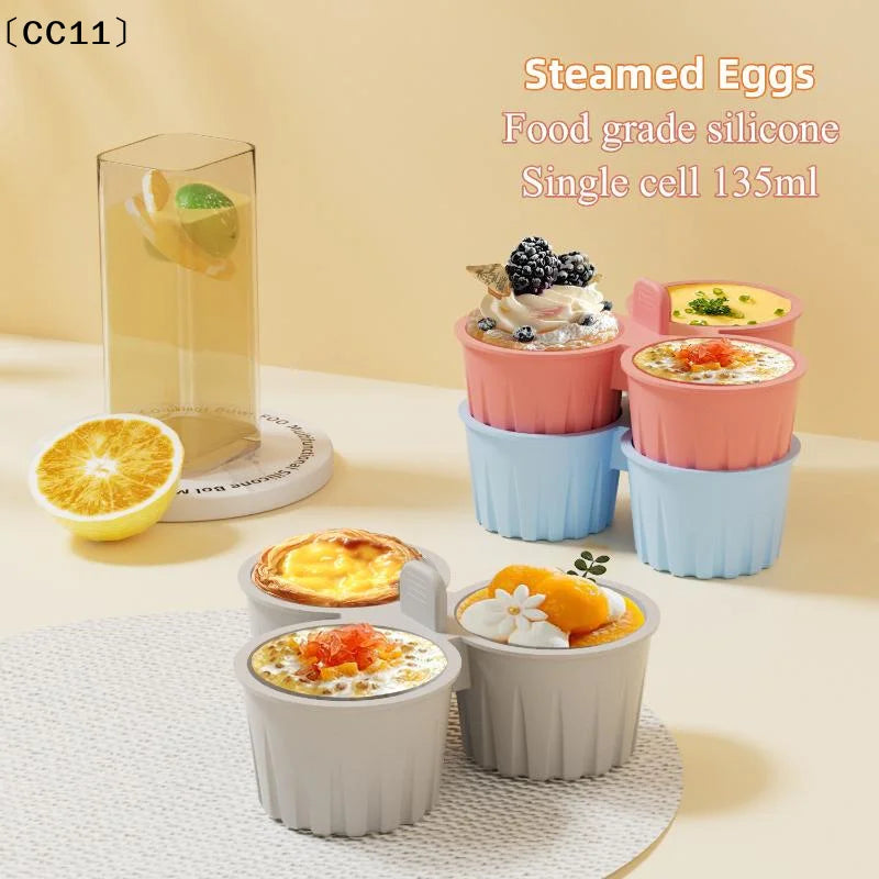 Air Fryer Egg Mold Round Shape Eggs 3 Cavity Non-stick Silicone Pan Qme
