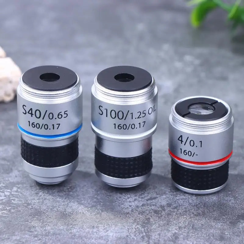 1PC 185 4X 40X 100X Biological Microscope Achromatic Objective Lens Microscope Lens Adapters Compact Objective Lens Durable. Qme