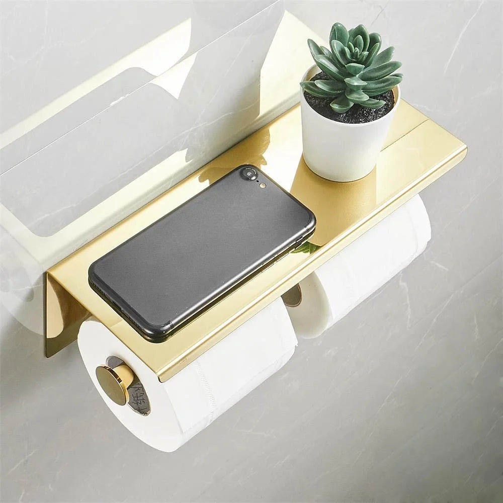 Multi-functional Toilet Paper Holder Roll Shelf Wall Mounted Qme