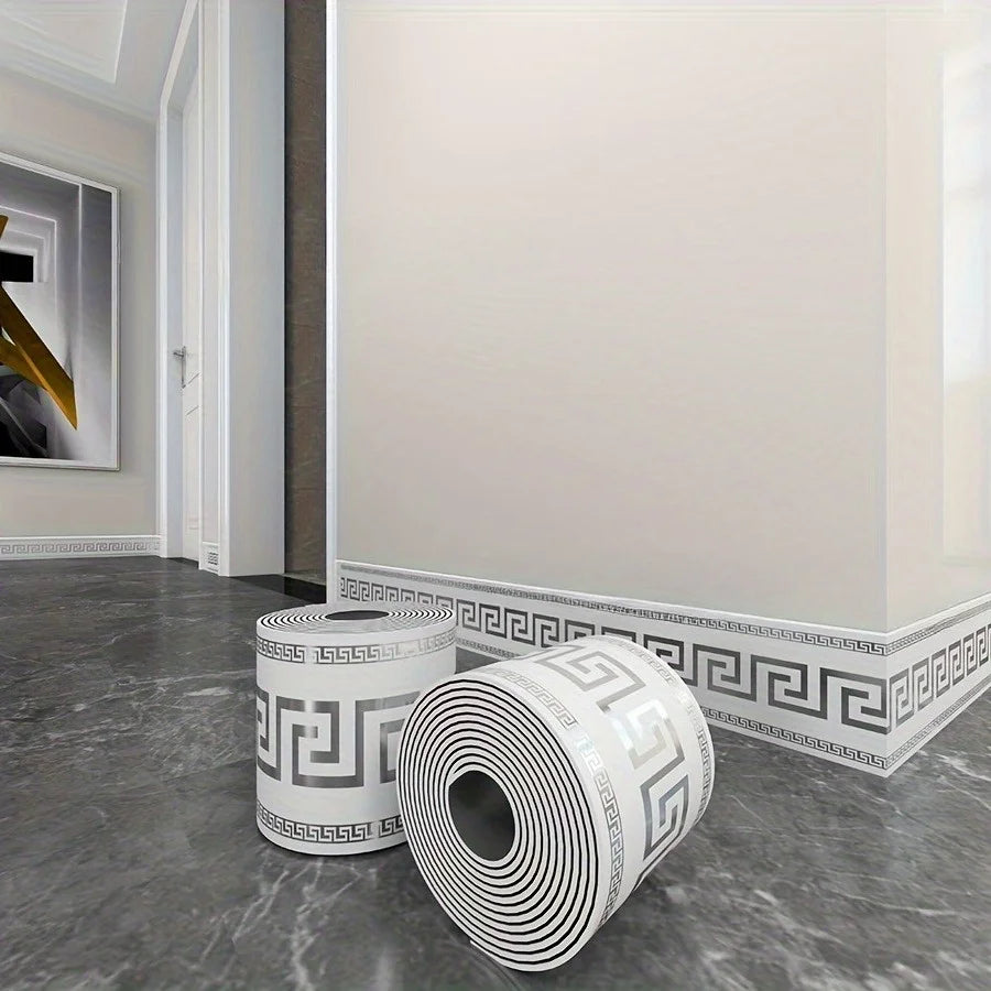 Roll Up Self-Adhesive Skirting Board Anti-Collision and Waterproof Waistline Living Room and Bedroom Decorative Wall Stickers Qme DW-215 1pcs