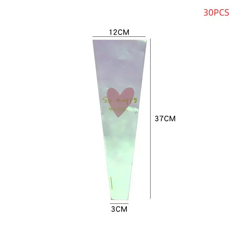 30pcs Transparent Rose Packaging Bags Flower Bouquet Plastic Bag Bouquet Wrapping Paper One Straight Bag Flower Packagin Qme S