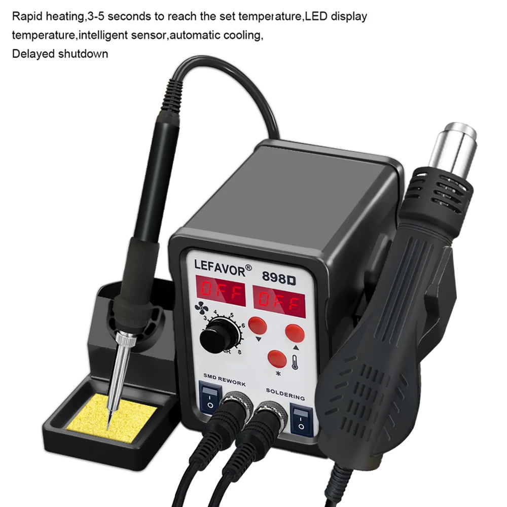 898D Soldering Stations 1 Air Gun Electric Iron Heat Rework Station Qme