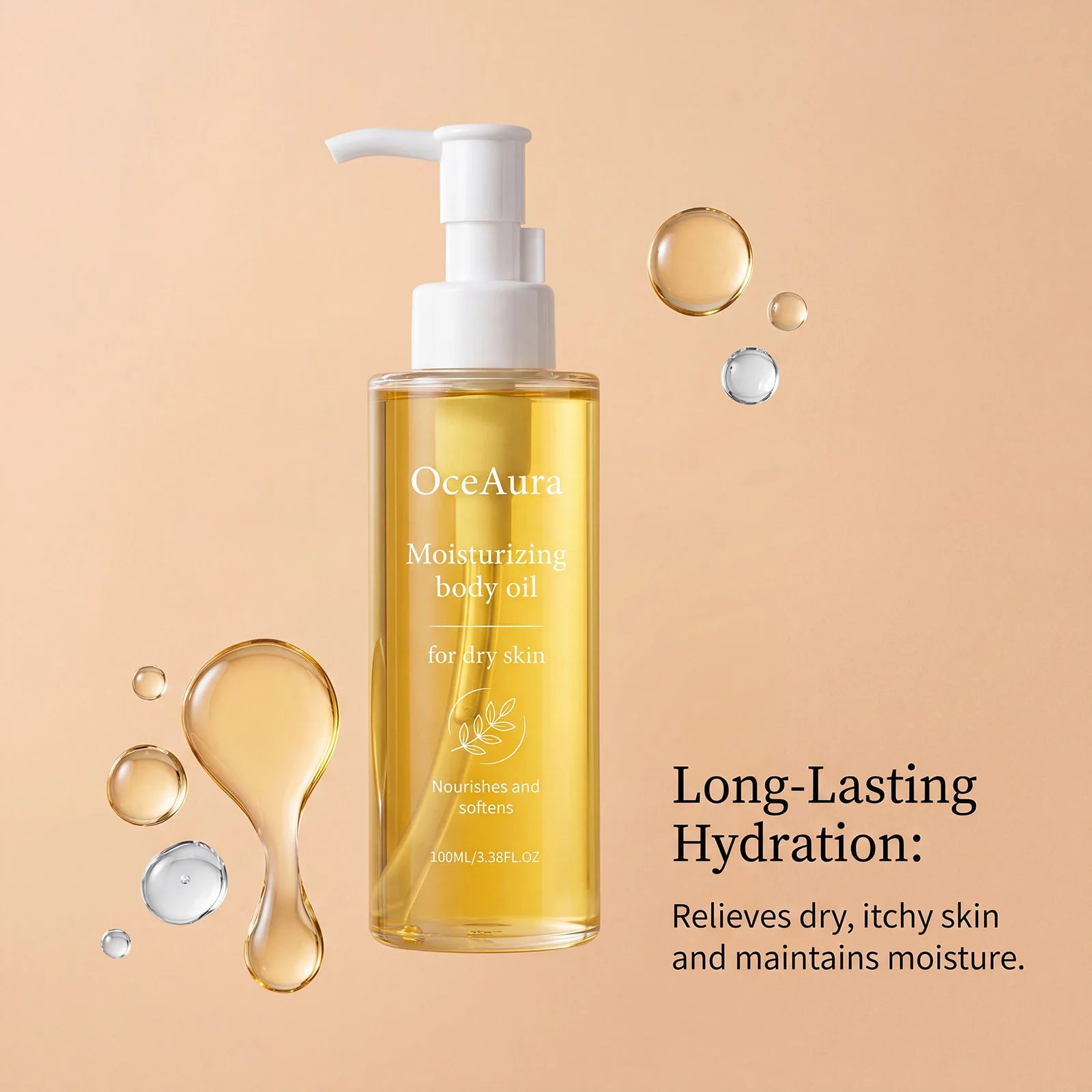 OceAura Moisturizing Body Oil Castor Seed Infused Dry Rough Skin Repair Itch Relief Non-Greasy Fast Absorbing Hydrating Lotion Qme