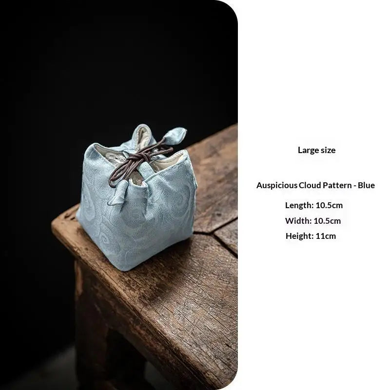 Chinese Style Tea Set Storage Bag Thickened Multi-functional Teapot Cloth Pouch Vintage Embroidered Candy Storage Bag Qme A6