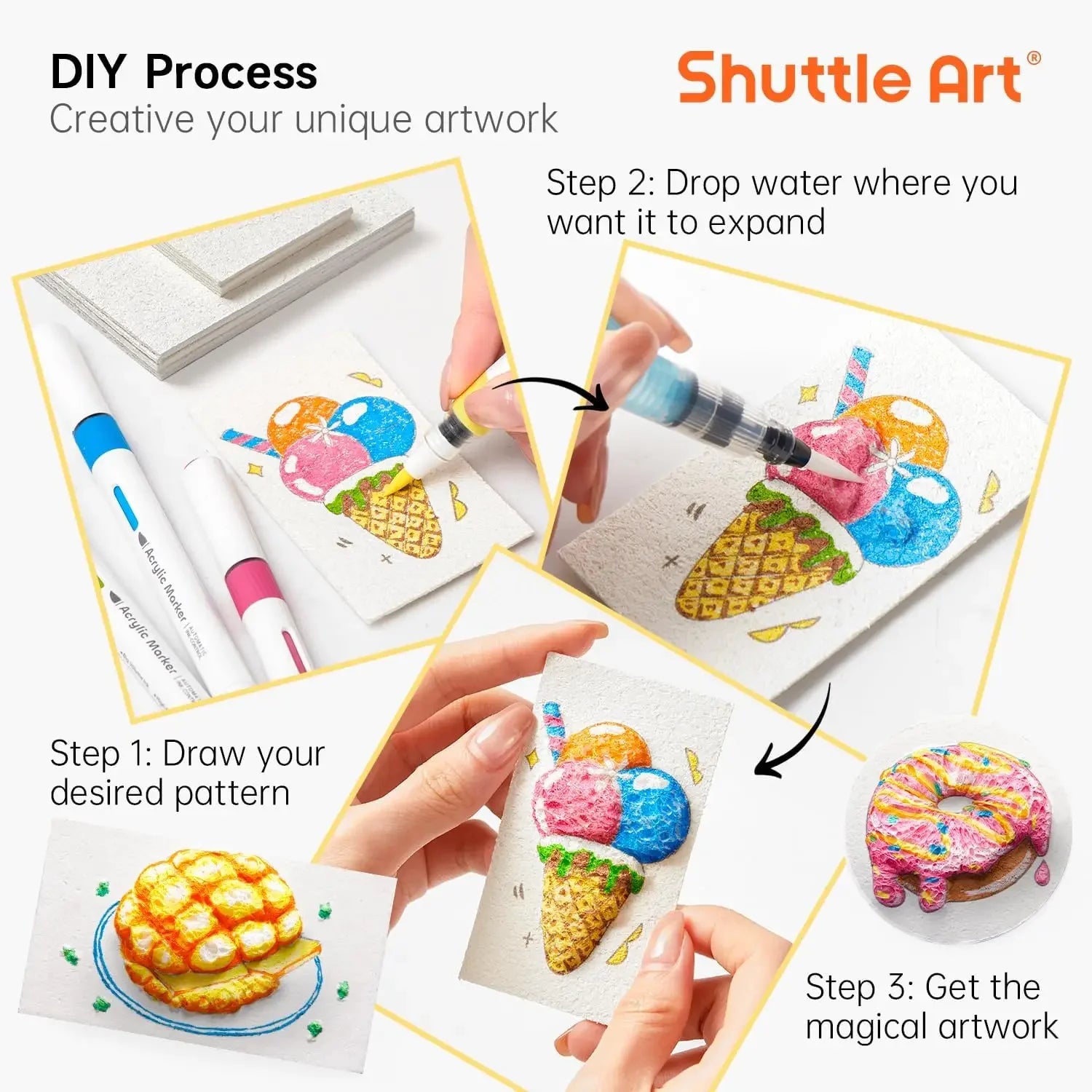 3D Magic Puffy Foam Texture Painting Paper for Kids DIY Drawing Art Educational Craft Sponge Canvas Board Handicraft Toy Qme
