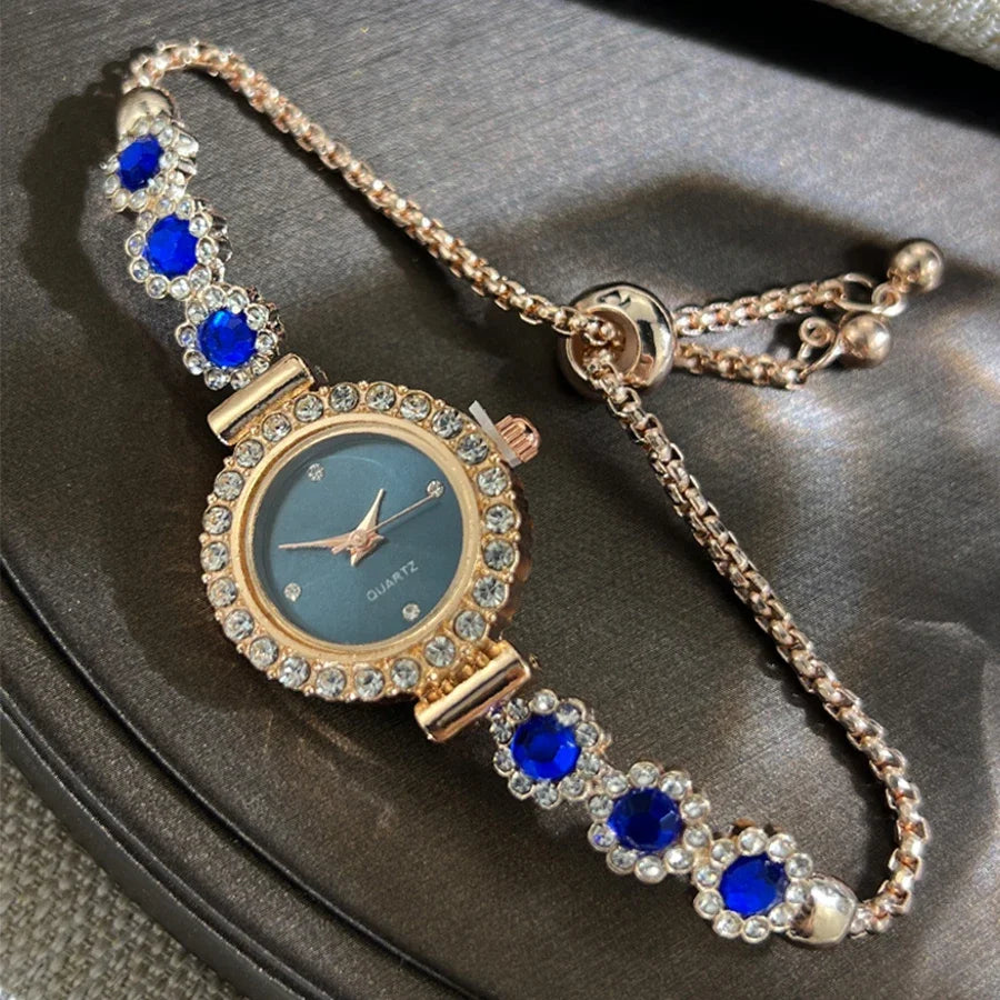 Fashion Rhinestone Women Watches Diamond Flowers Bracelet Ladies Quartz Wristwatch Qme