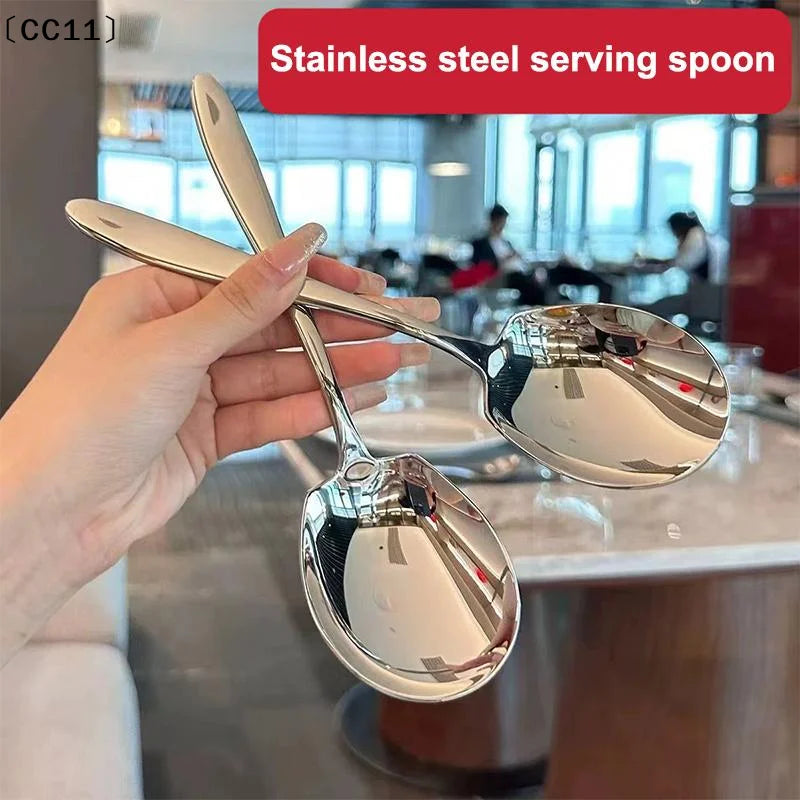Large Stainless Steel Rice Spoon Ergonomic Metal Serving Kitchen Qme