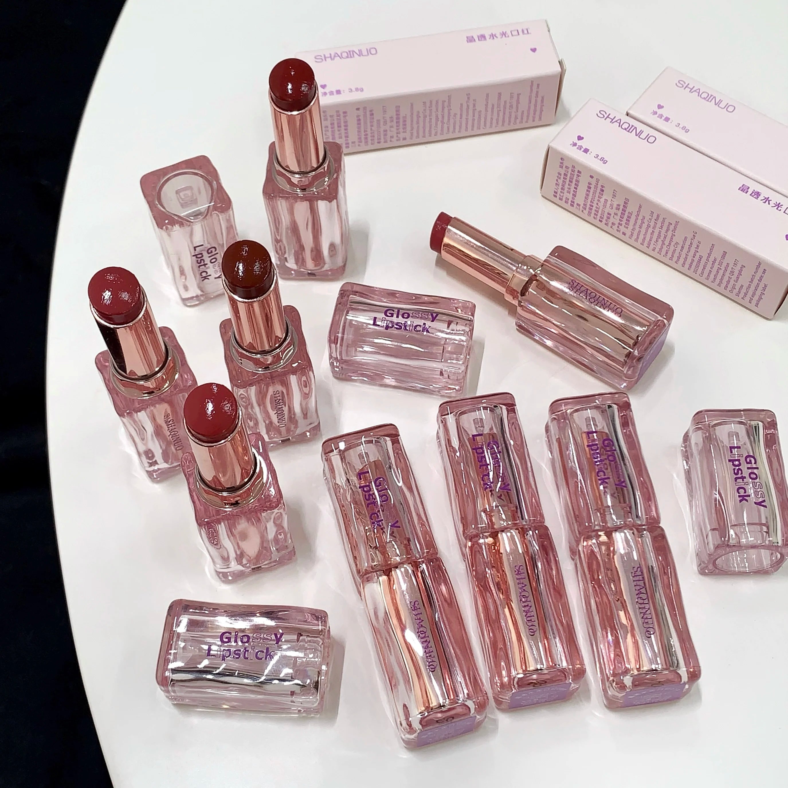 SHAQINUO Mirror Water Gloss Lipstick Silky Moisturizing Long-lasting Qme