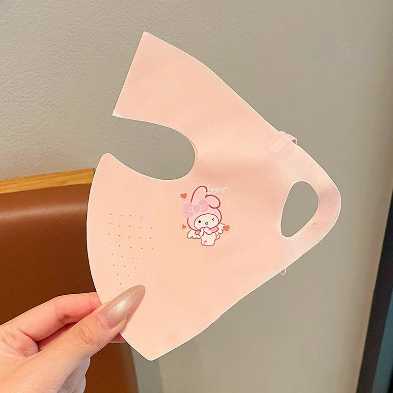 Kuromi Summer Sun Protection Face Mask New UV-Protective Full-Face Mask Breathable Cooling Silk Mask Qme