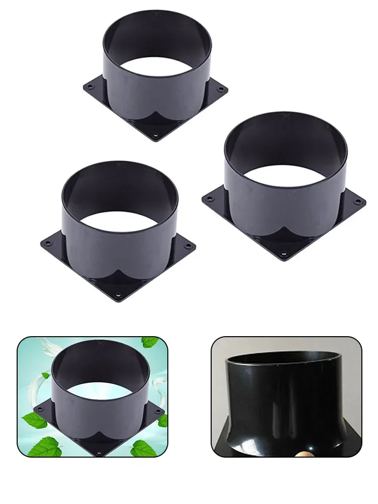 1pc Flange Connector ABS Black 75MM 100MM 120MM Smooth Small Air Resistance Indoor Ventilation Equipment Pipes Connections Qme