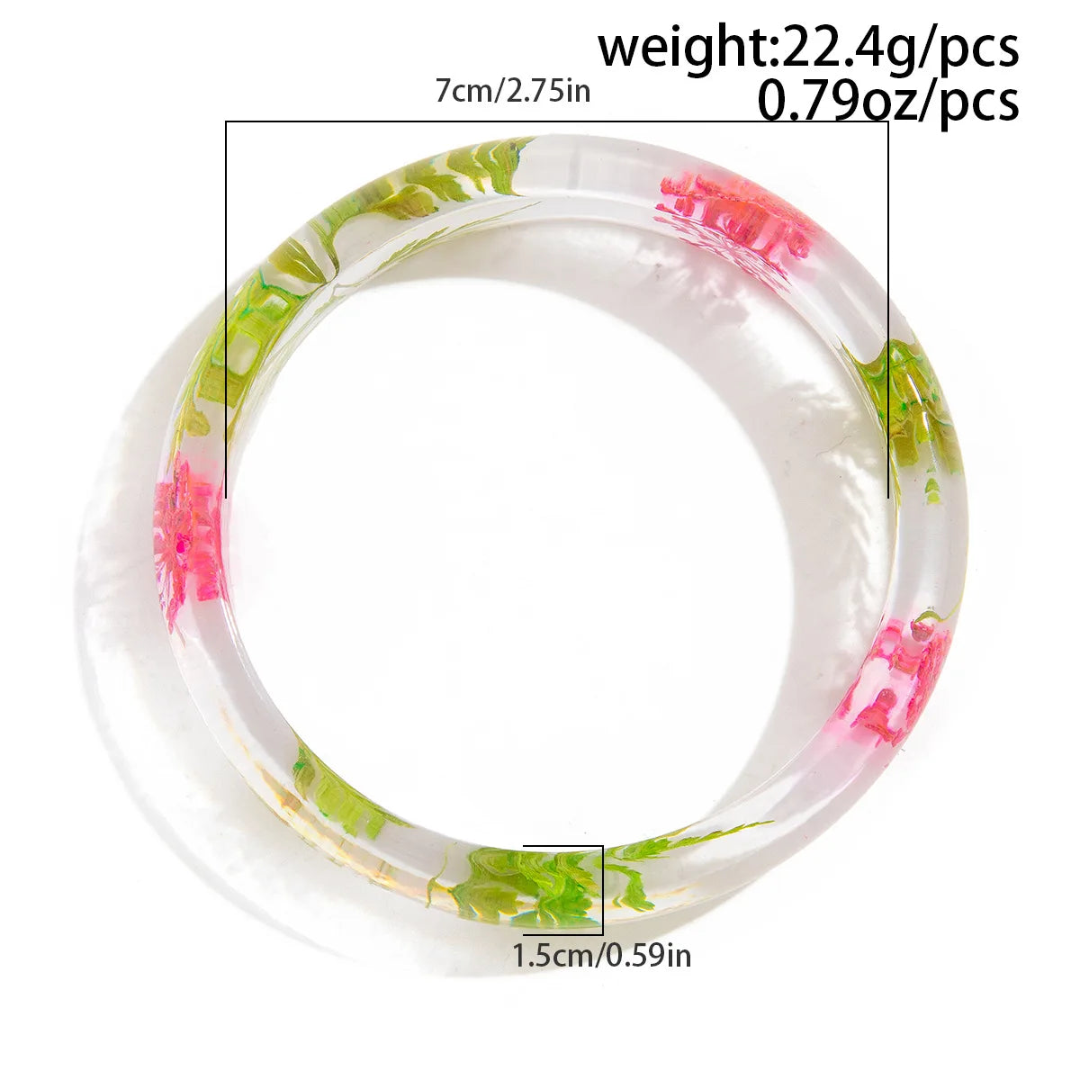 Cool Exaggerated Ins Style Flower Transparent 15MM Round Bangle Bracelet Fashionable Acrylic Color Dried Flower Daisy Bracelet Qme