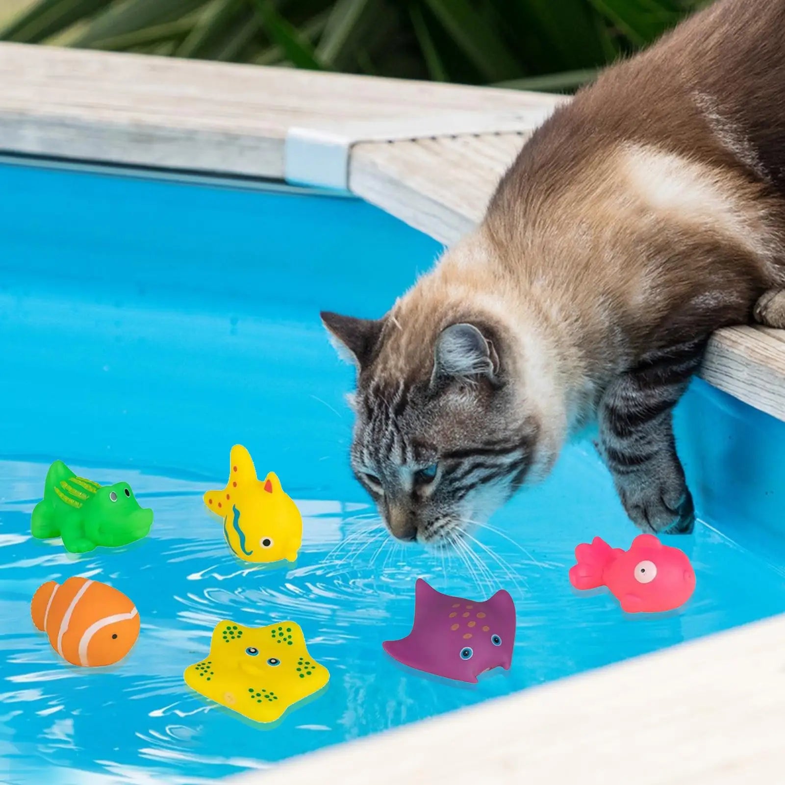 Cat Pool Toys 6pcs Interactive Cat Squeaky Toys for Pool Swimming Bath Fish Toy for Bored Indoor Pet Cat for Backyard Pool Pet Qme