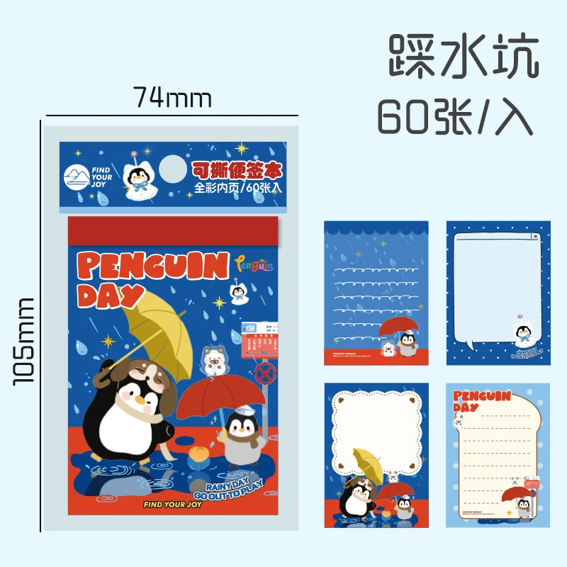 TIANZI 60/240 Pcs Penguin Theme Loose Leaf Decorative Paper Notes Memo Message To-Do List Office Stationery Supplies Qme D