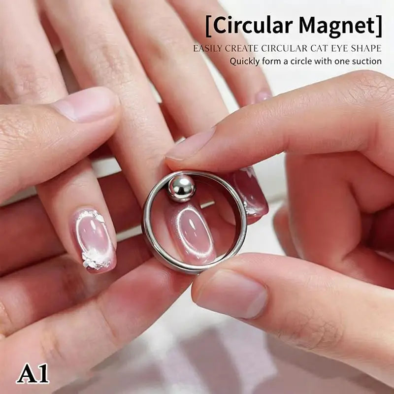 Ring Shaped Cat Eye Magnet Tool Nail Art 3D Hollow Glass Bead Effect Qme A1