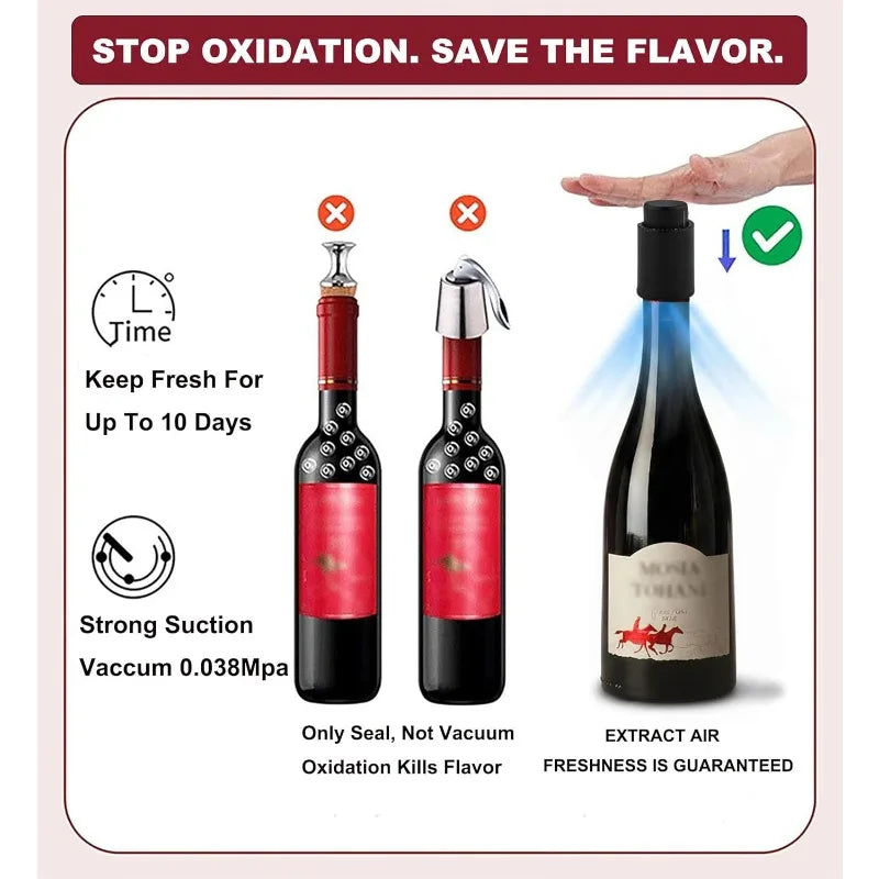 Vacuum Wine Stopper Reusable Wine Stopper Sealed Storage Wine Bottle Stopper Push-type Bar Tools Bar Utensils Qme