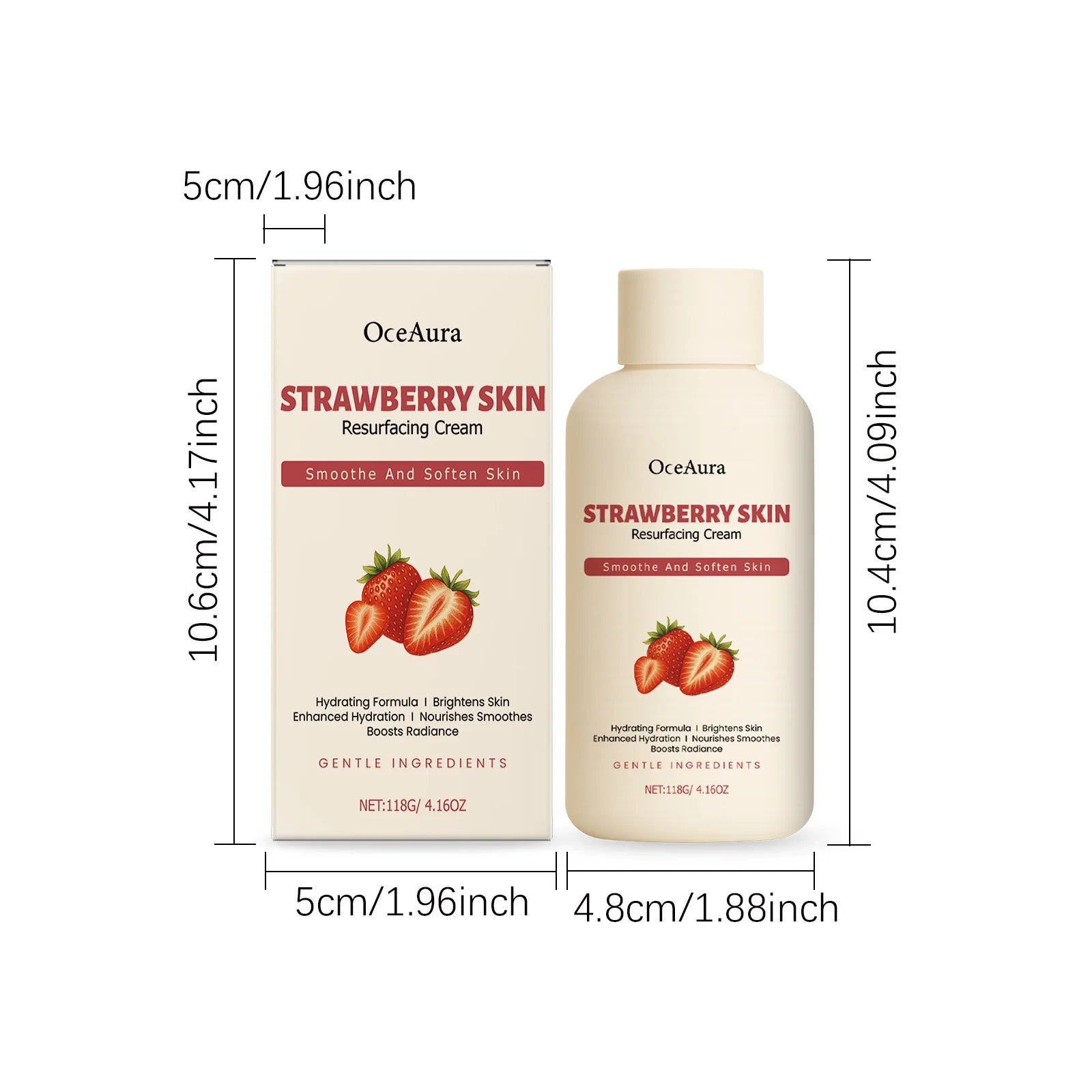 Strawberry Rejuvenating Body Cream Brightening Smooth Soft Skin Intensive Moisturizing for Dry Rough Skin Body Butter Cream Qme 118g Boxed