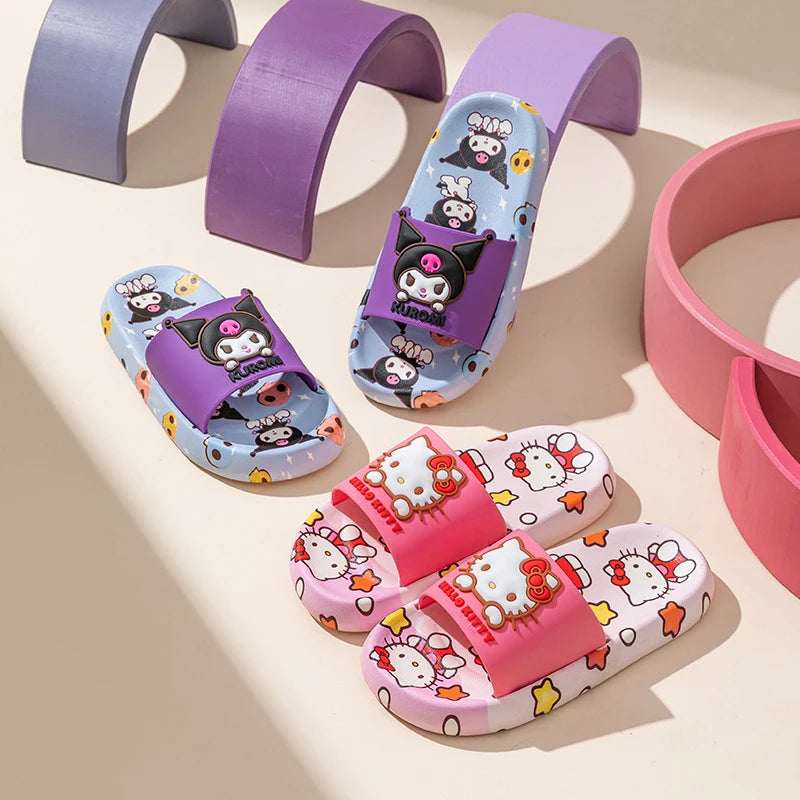 Hello Kitty Kuromi Slippers Non-Slip for Home Use Indoor Slippers for Students Cute Thong Sandals Qme